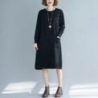 Plain Round-neck Long-sleeve Sweat Dress