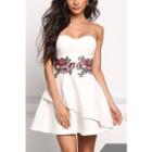 Embroidered Strapless Dress