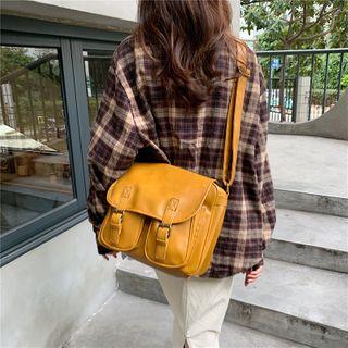 Faux Leather Satchel Crossbody Bag Yellow - One Size