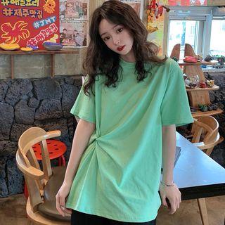 Elbow-sleeve Knotted T-shirt