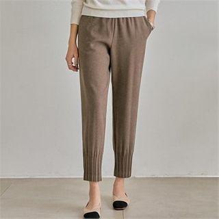 Band-waist Pleated-hem Pants