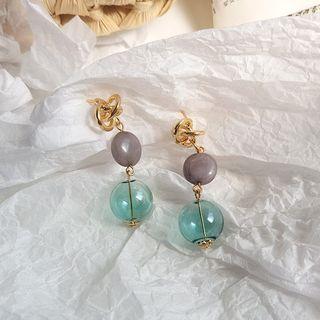 Resin & Glass Bead Dangle Earring 1 Pair - Stud Earring - One Size