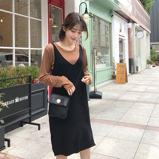 Round-neck Long-sleeve T-shirt Camel - One Size