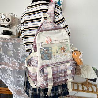 Plaid Backpack / Charm / Set