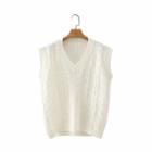 Cable Knit Sweater Vest White - One Size