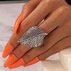 Leaf Alloy Ring 17718 - Silver - One Size