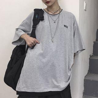 Couple Matching 3/4-sleeve Embroidered Letter T-shirt