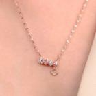 Rhinestone Numbering Necklace 01 - 1pc - Rose Gold - One Size