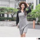 V-neck Lace Panel Slit-front Sheath Dress
