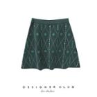 Leaf Embroidered Mini A-line Skirt