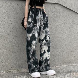 Tie-dye Print High-waist Wide-leg Pants