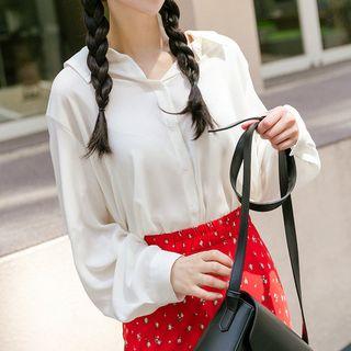 Plus Size Slit-back Chiffon Blouse