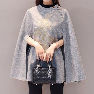 Embroidered Cape Gray - One Size