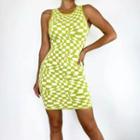 Sleeveless Checkerboard Knit Dress