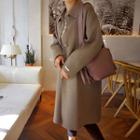 Wool Blend Single-breasted Long Coat Cocoa - One Size