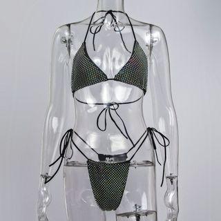 Set: Rhinestone Bikini Top + Bottom