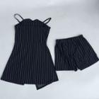 Set: Pinstriped Strappy Top + Shorts