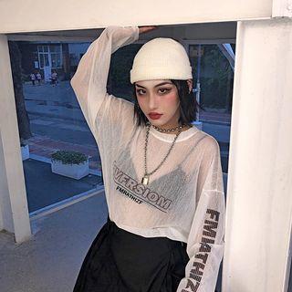 See-though 3/4 Sleeve Top As Shown In Figure - One Size