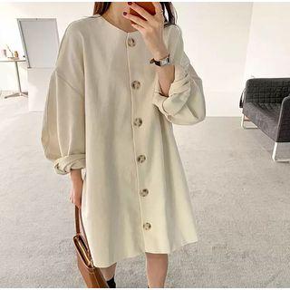 Single-breasted Long-sleeve Dress Off White - One Size