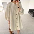Single-breasted Long-sleeve Dress Off White - One Size