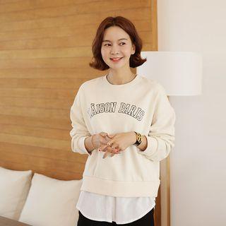 Letter-printed Layered-hem Boxy Sweatshirt