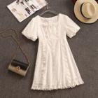 Eyelet Lace Short-sleeve A-line Mini Dress
