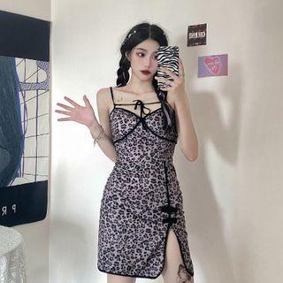 Strappy Leopard Print Mini Dress