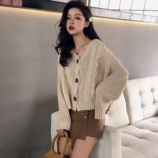 Plain Long-sleeve Open-knit Top