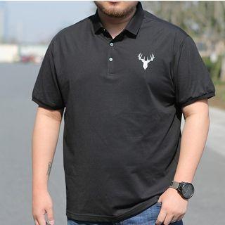 Short-sleeve Deer Graphic Polo Shirt