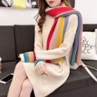 Set: Mock Neck Knit Dress + Knit Scarf