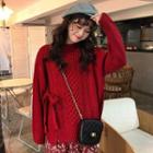 Side-tie Cable Knit Boxy Sweater