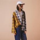Color Block Plaid Casual Shirt