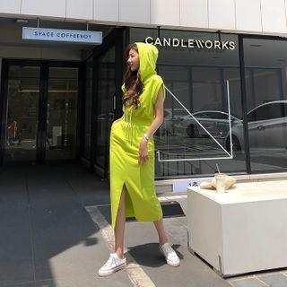 Sleeveless Fitted Long Hoodie Dress