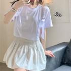 Short-sleeve Drawstring T-shirt / Mini Skirt