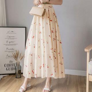 Chiffon Floral A-line Maxi Skirt
