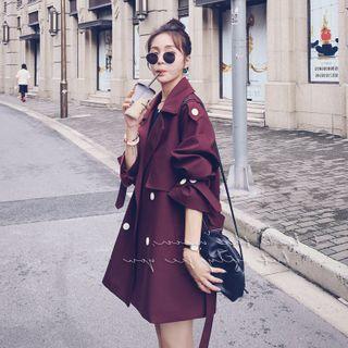 Notch Lapel Double Breasted Trench Jacket