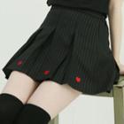 Heart Pinstripe Box-pleat Miniskirt