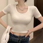 Short-sleeve Scoop-neck Fitted Cropped T-shirt