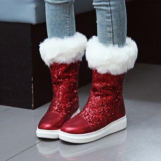 Sequined Mid-calf Boots