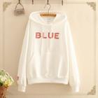 Blue Patch Hooded Long-sleeve Thin Sweater