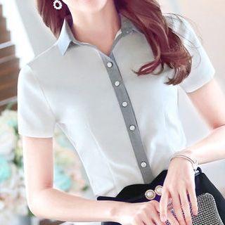 Short-sleeve Oxford Blouse