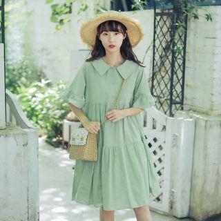 Collared Tiered Midi A-line Dress