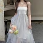 Plain Blouse / Strapless Midi A-line Dress