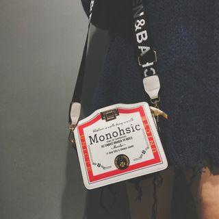 Lettering Strap Print Crossbody Bag