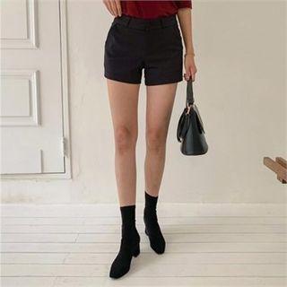 Zip-up Plain Shorts