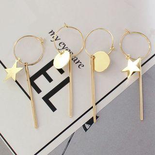 Alloy Disc / Star & Bar Dangle Earring