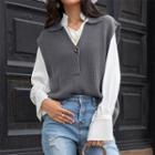 Collar V-neck Knit Vest