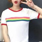 Rainbow Piped Short-sleeve T-shirt