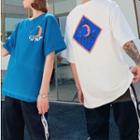 Couple Matching Short-sleeve Moon Print T-shirt / Lettering Harem Pants