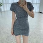 V Neck Skinny Plain Short Sleeve Dress